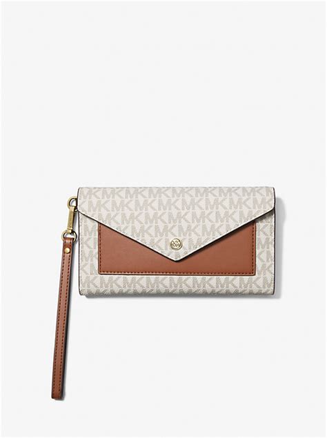 michael kors jet set envelope|MICHAEL KORS Jet Set Large Signature Logo Envelope Wristlet .